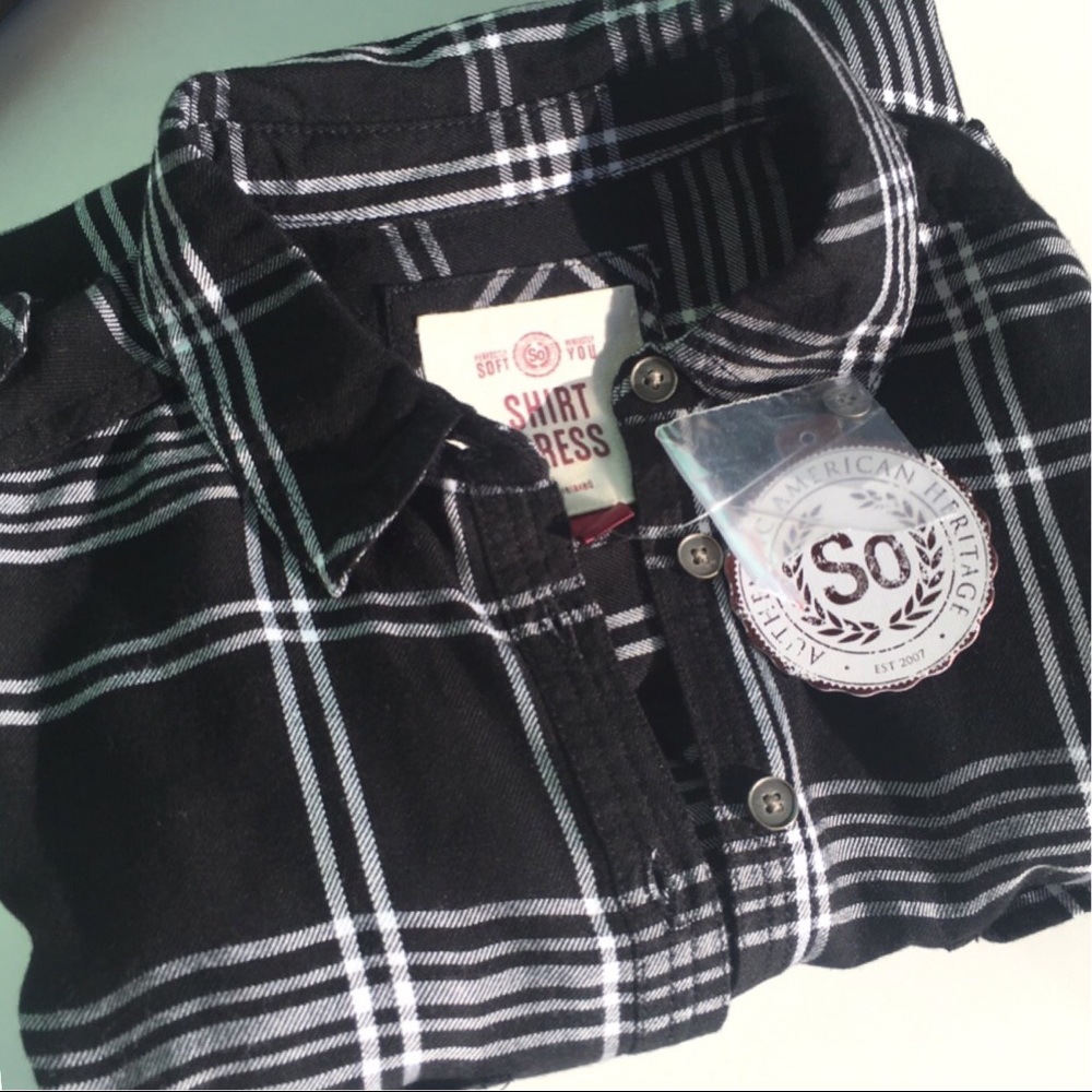 Navy Plaid shirt dress - Picture 5 of 6